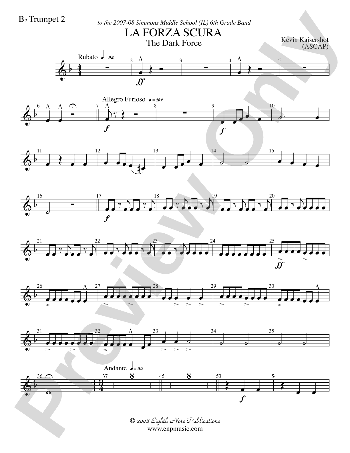 La Forza Scura (The Dark Force): 2nd B-flat Trumpet