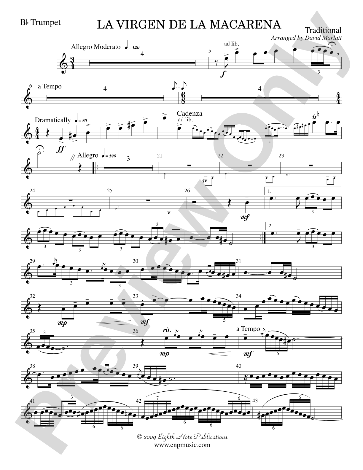 LA VIRGEN DE LA MACARENA/TR AND PNO: 1st B-flat Trumpet