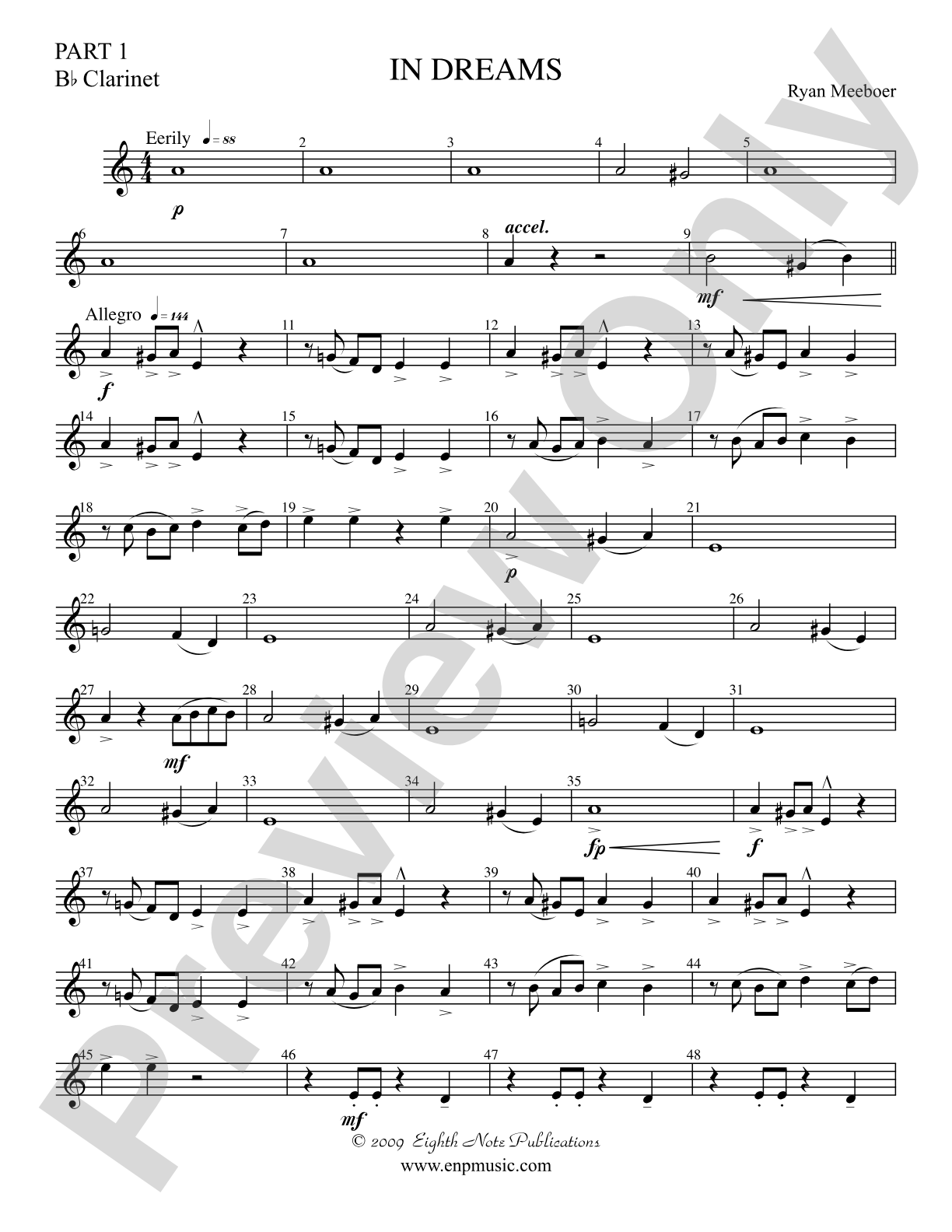 In Dreams: Part 1 Clarinet