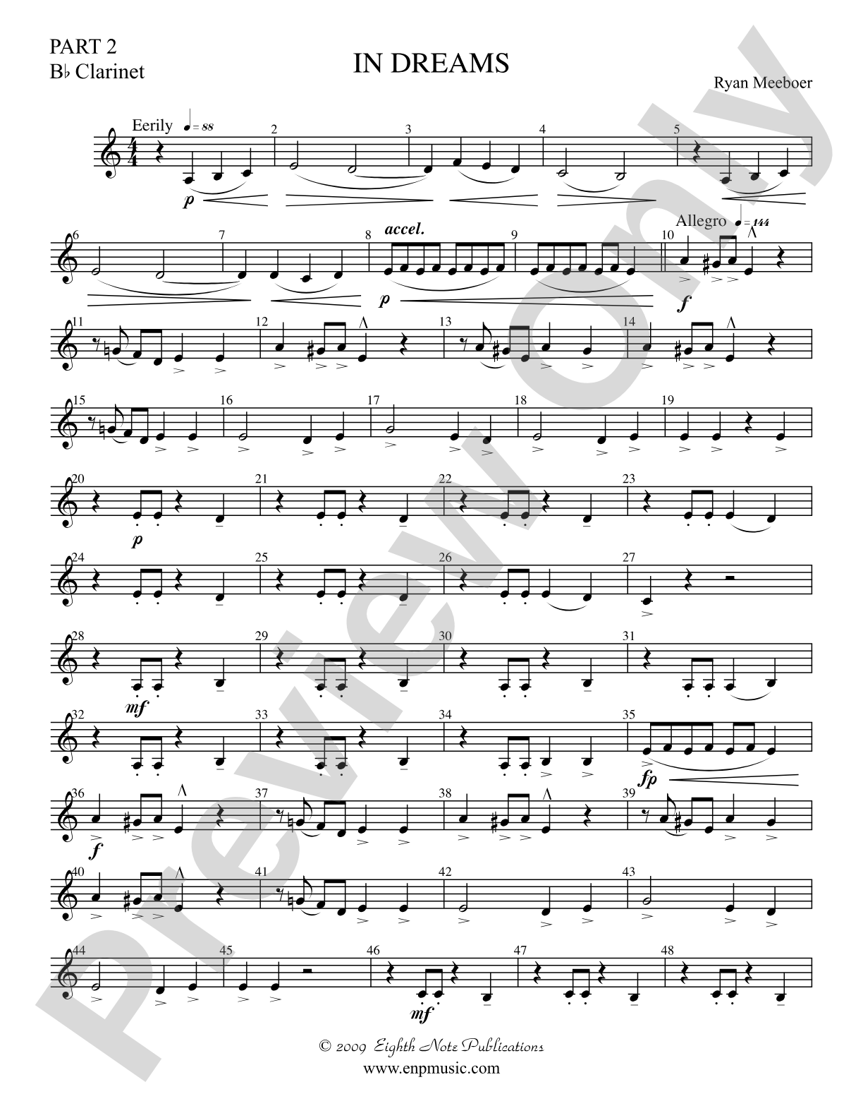 In Dreams: Part 2 Clarinet