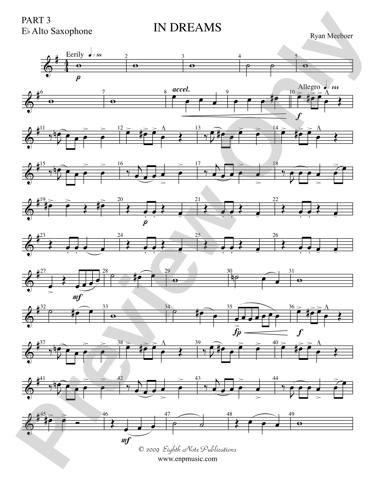 In Dreams: Part 3 Eb Alto Sax