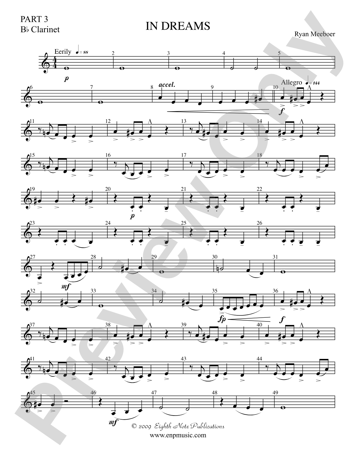 In Dreams: Part 3 Clarinet