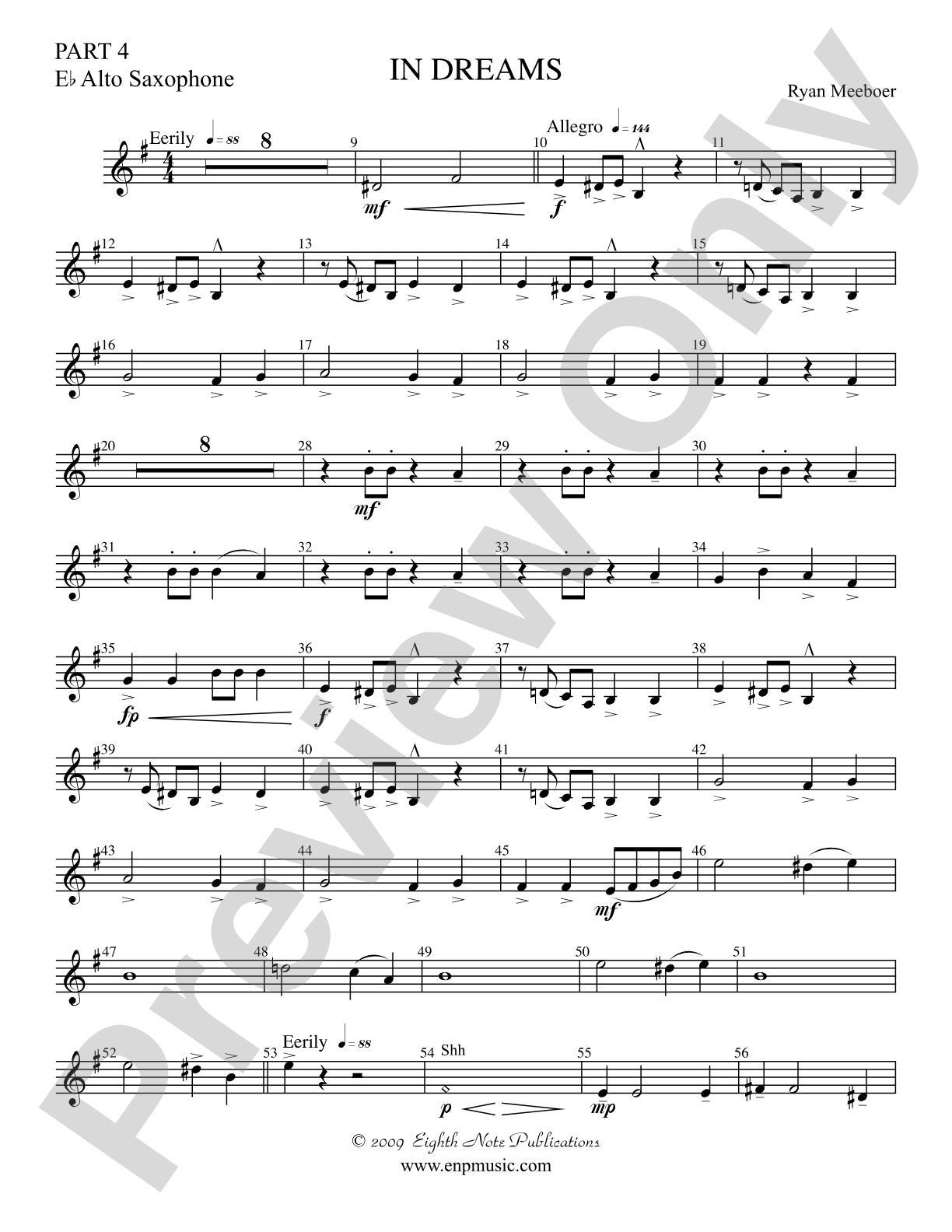 In Dreams: Part 4 Eb Alto Sax