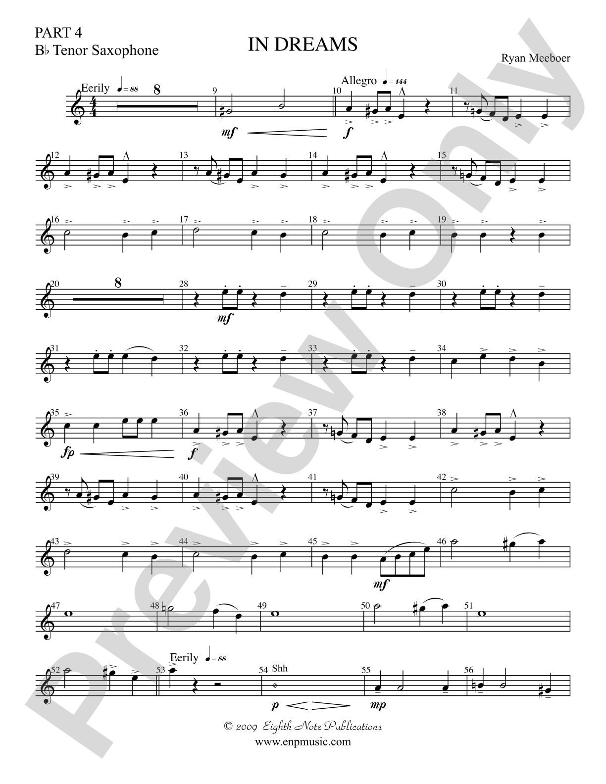 In Dreams: Part 4 Bb Tenor Sax
