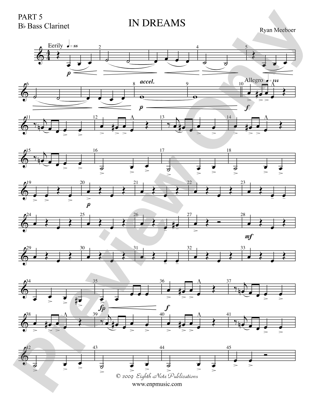 In Dreams: Part 5 Bb Bass Clarinet