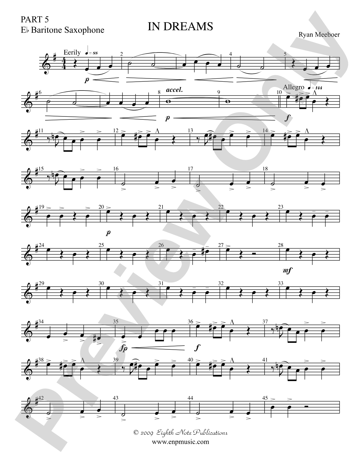 In Dreams: Part 5 Eb Bari Sax