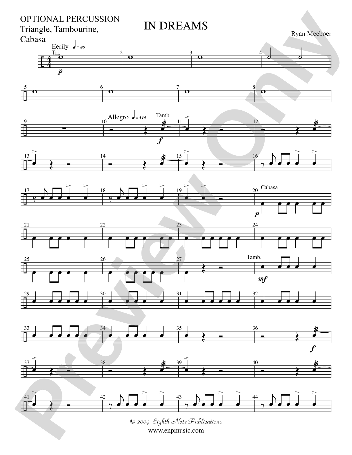 In Dreams: Optional Percussion