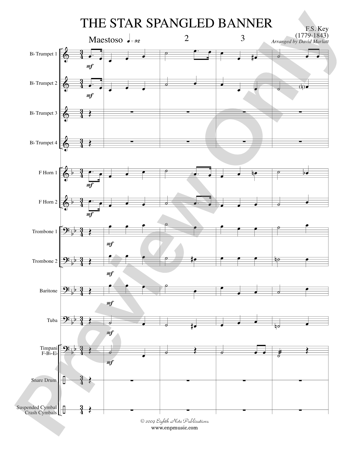 The Star Spangled Banner: Brass Choir Score & Parts