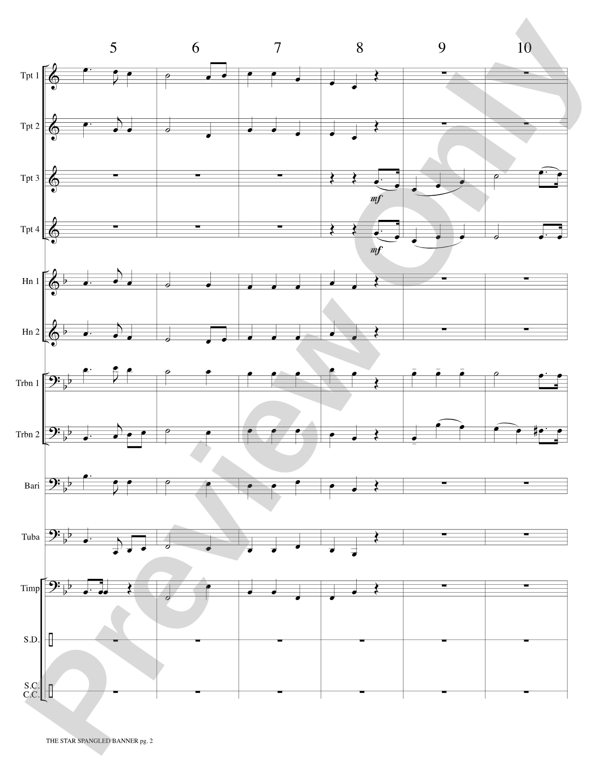 The Star Spangled Banner: Brass Choir Score & Parts