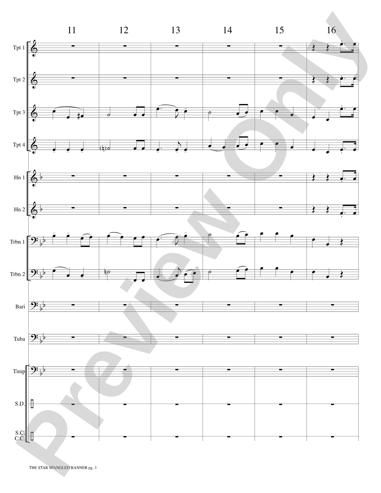 The Star Spangled Banner: Brass Choir Score & Parts