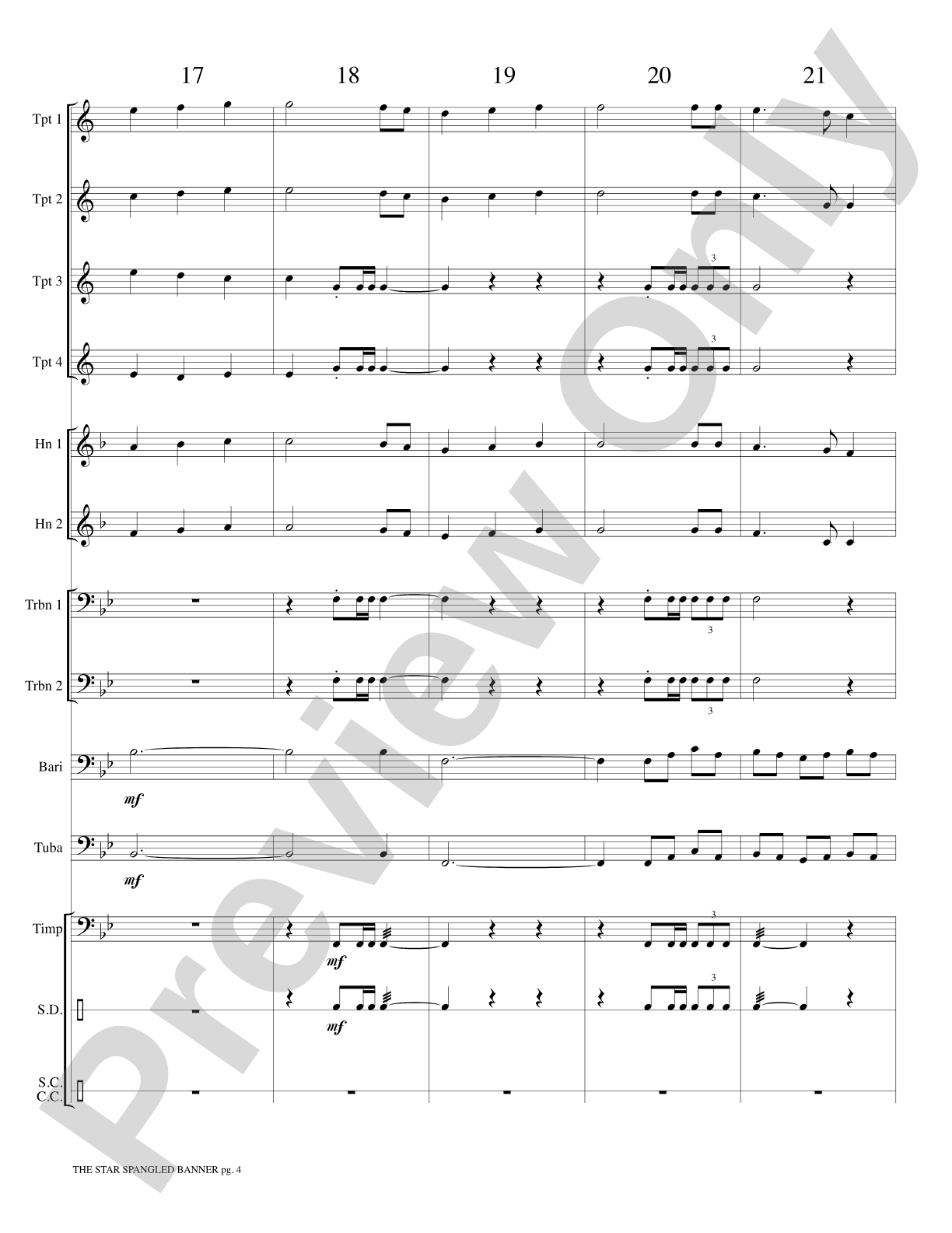 The Star Spangled Banner: Brass Choir Score & Parts