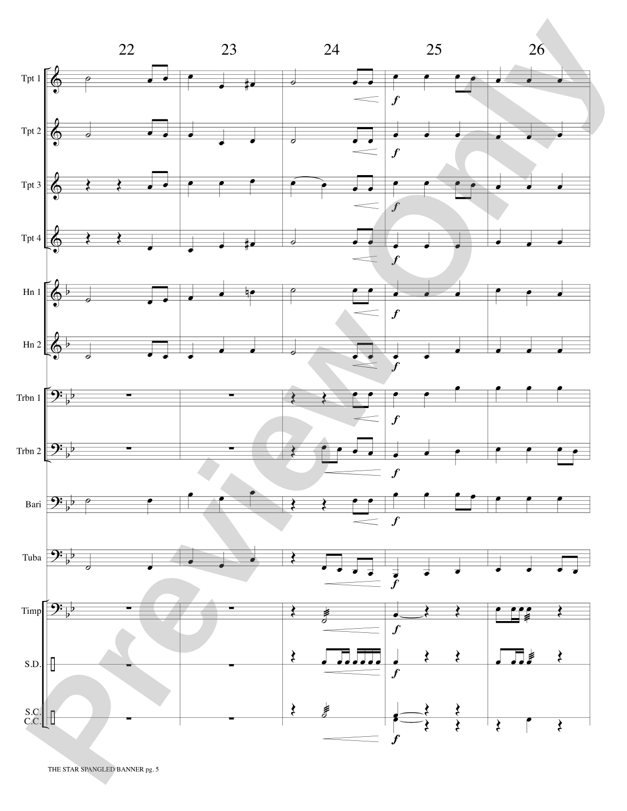 The Star Spangled Banner: Brass Choir Score & Parts
