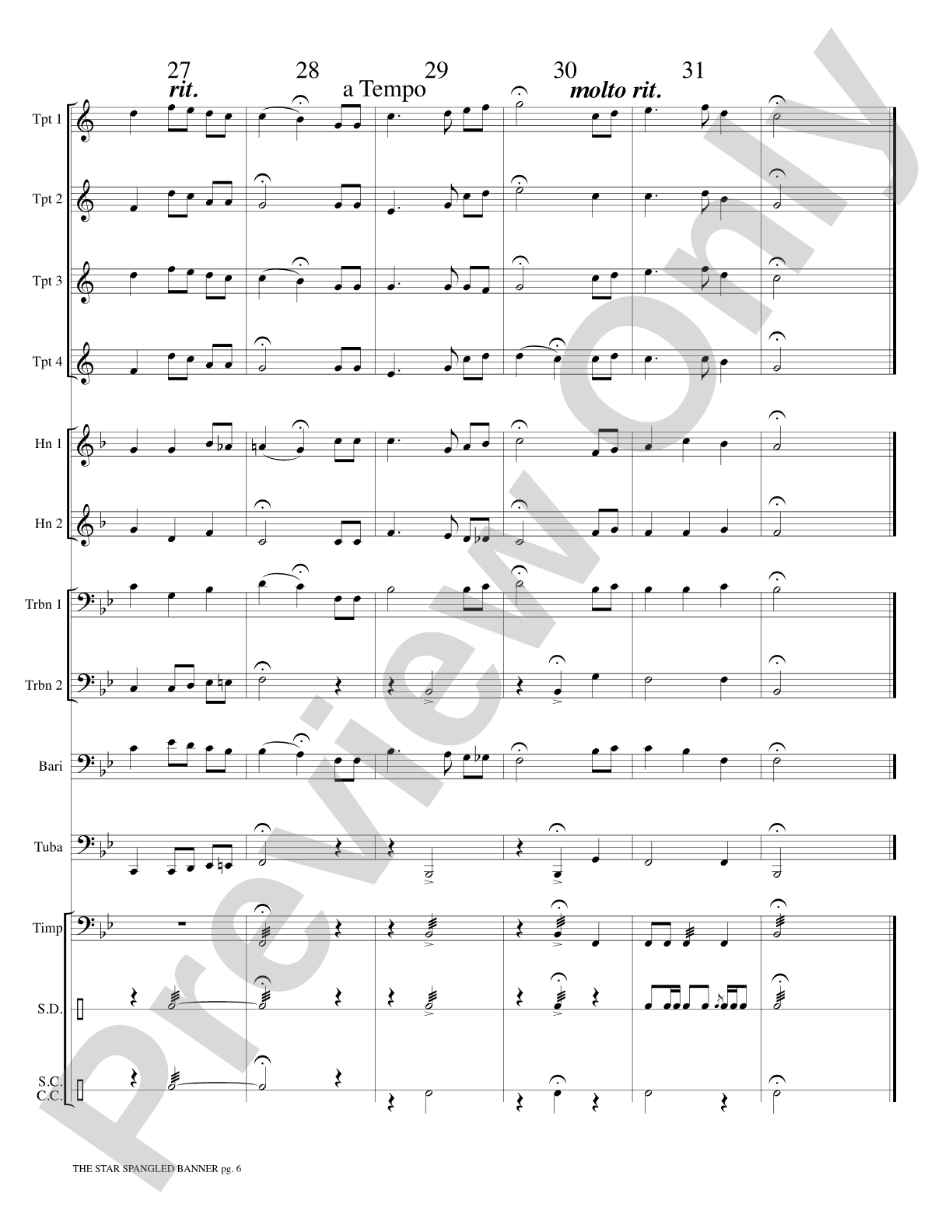 The Star Spangled Banner: Brass Choir Score & Parts