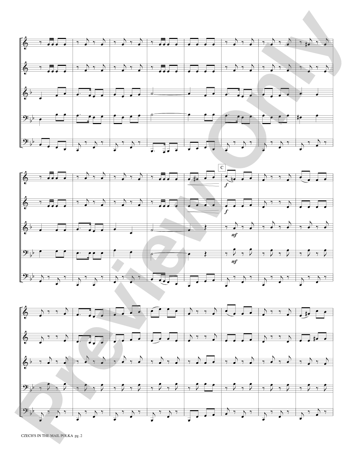 Czech's in the Mail Polka: Brass Quintet Score & Parts