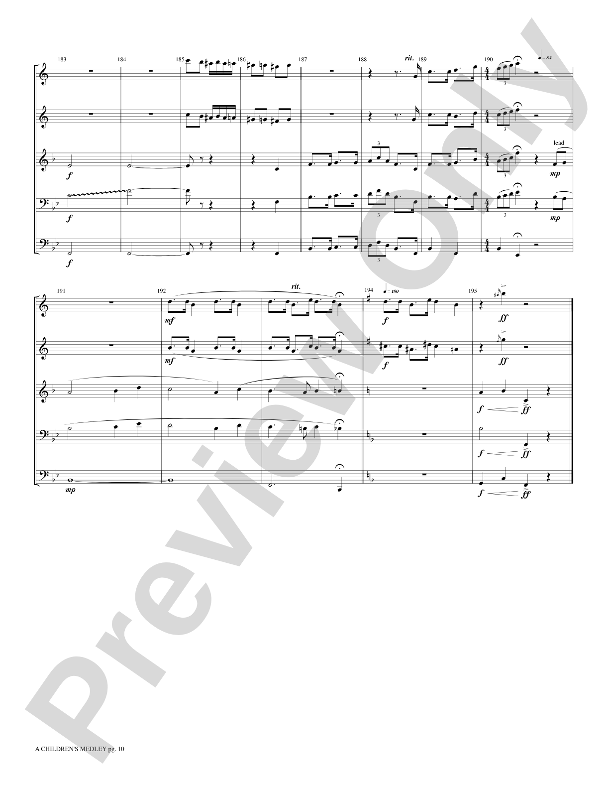 A Children's Medley: Brass Quintet Score & Parts