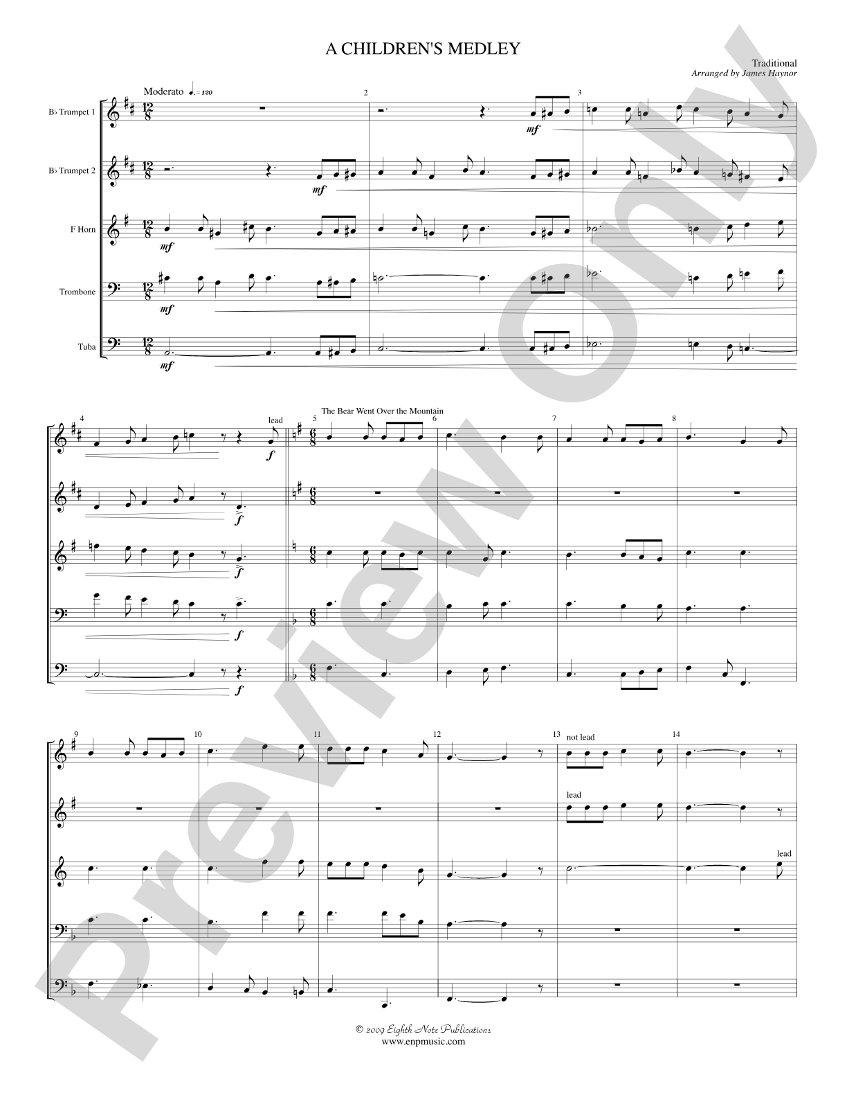 A Children's Medley: Brass Quintet Score & Parts