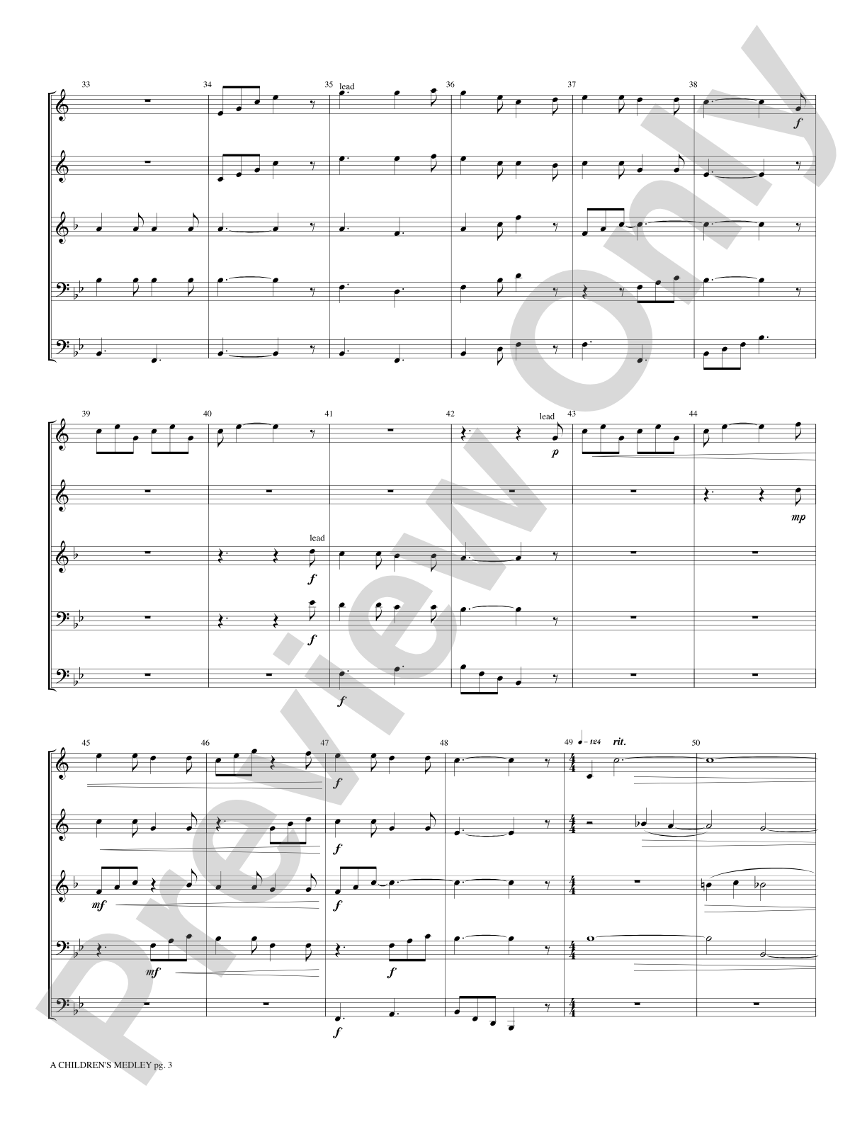 A Children's Medley: Brass Quintet Score & Parts