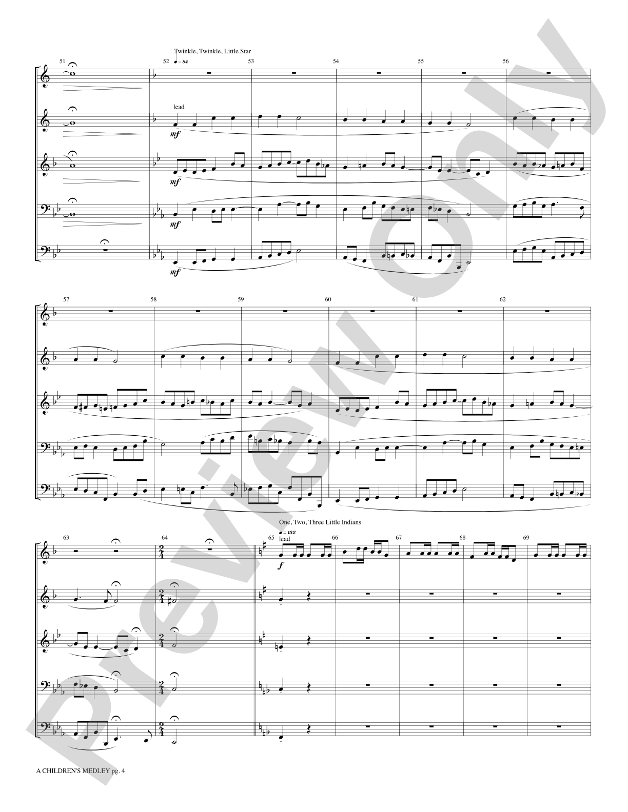 A Children's Medley: Brass Quintet Score & Parts