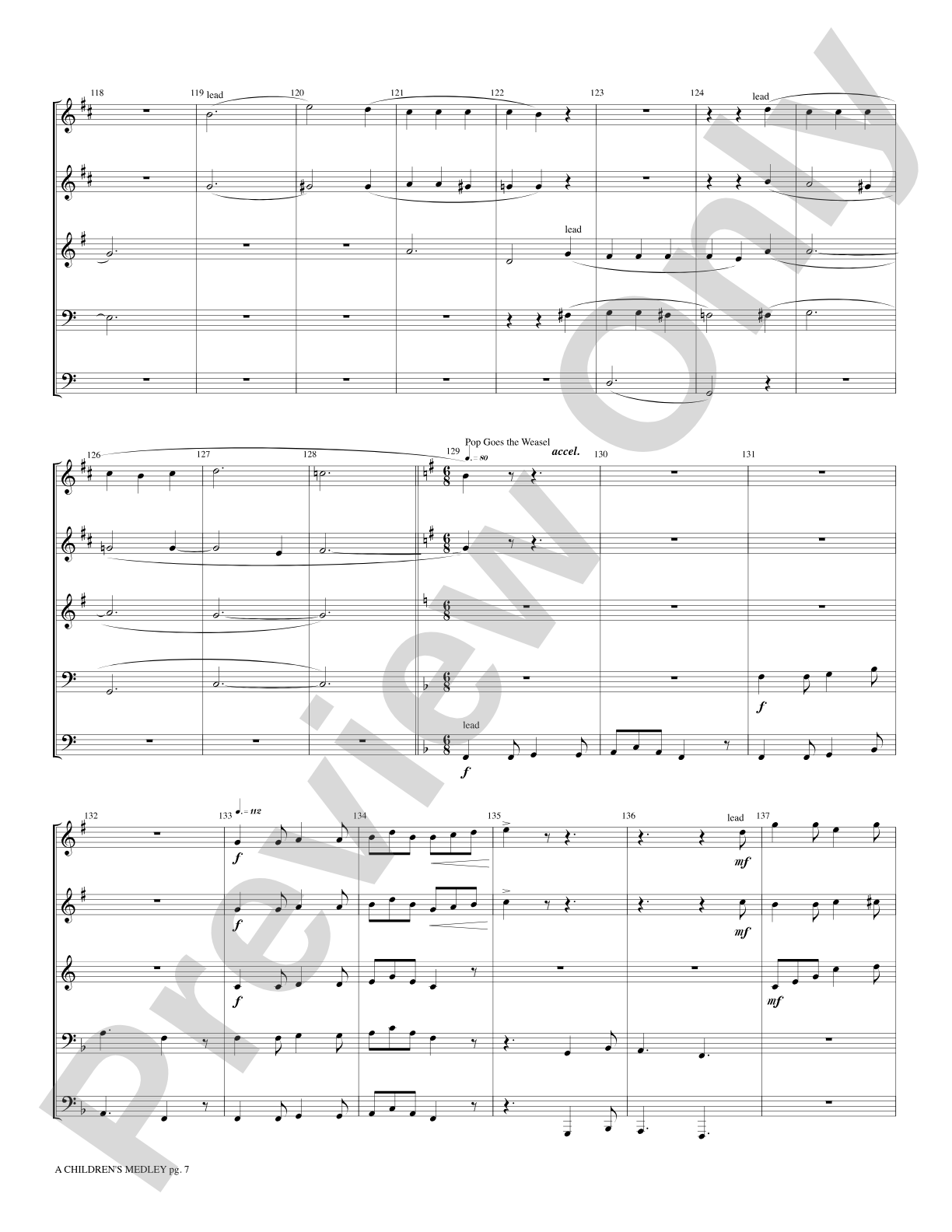 A Children's Medley: Brass Quintet Score & Parts