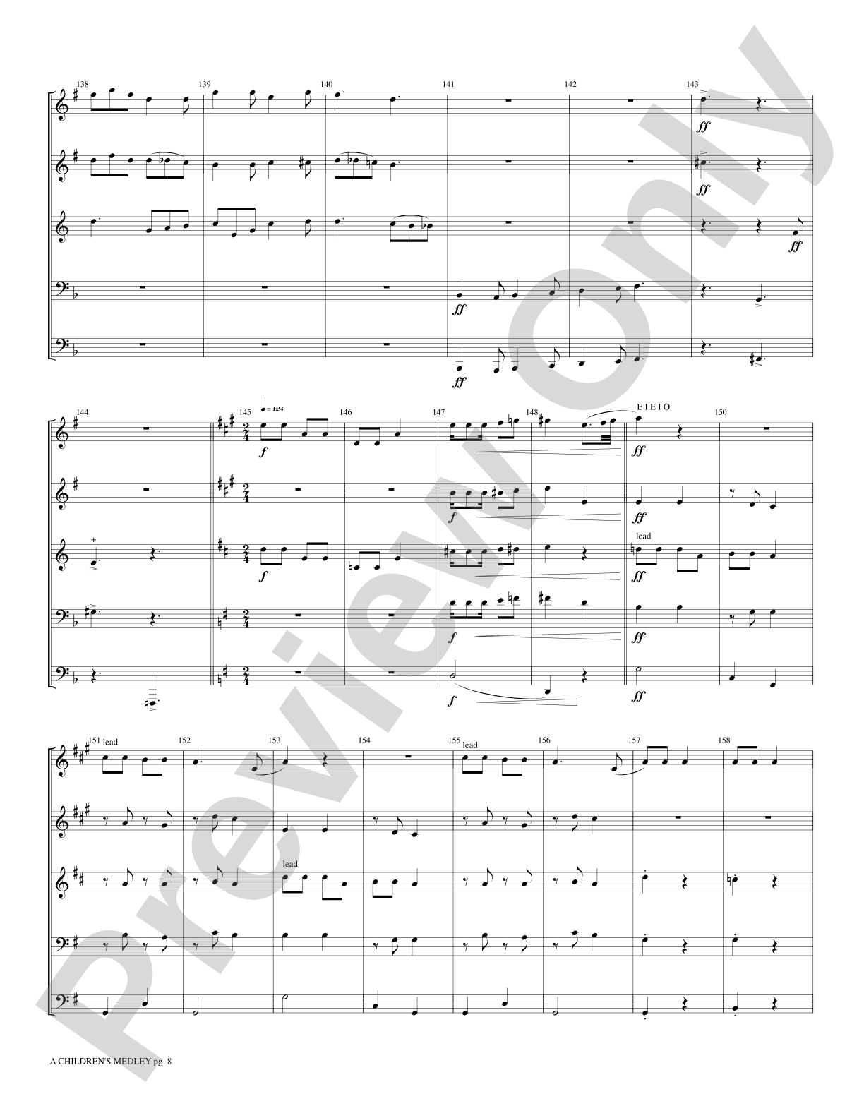 A Children's Medley: Brass Quintet Score & Parts