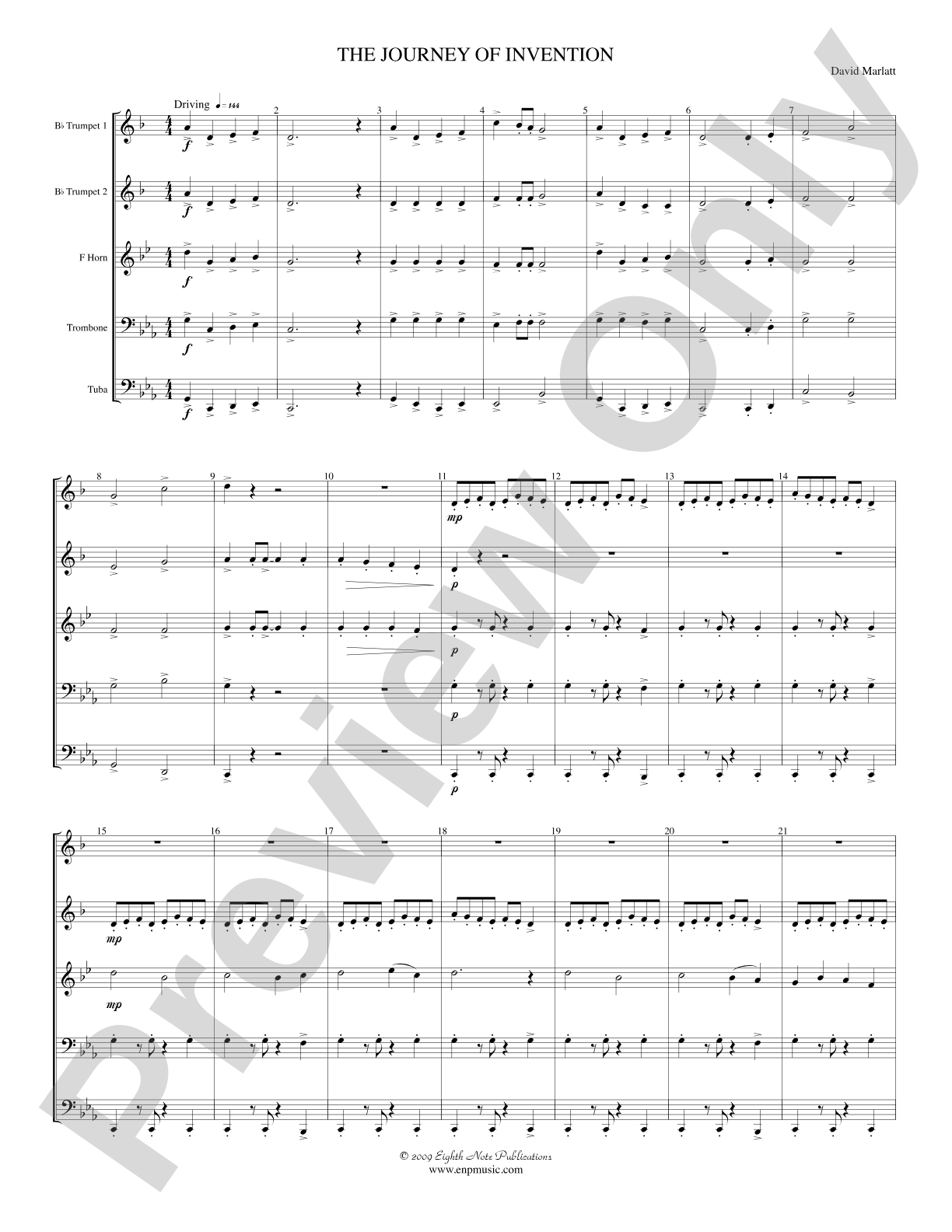 The Journey of Invention: Brass Quintet Score & Parts