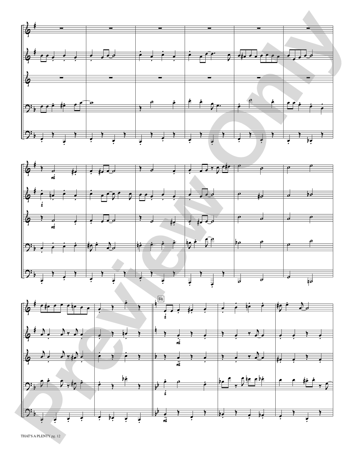 That's a Plenty: Brass Quintet Score & Parts