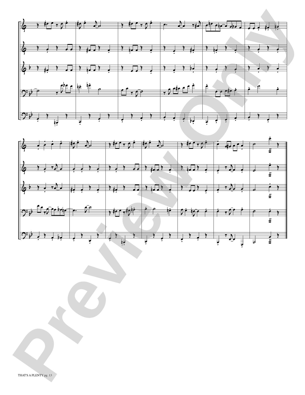 That's a Plenty: Brass Quintet Score & Parts
