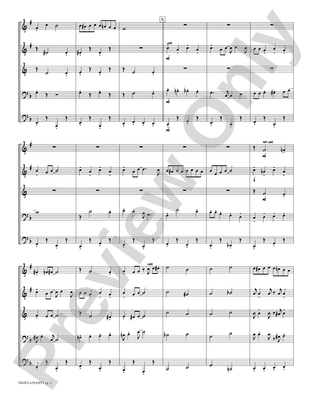 That's a Plenty: Brass Quintet Score & Parts