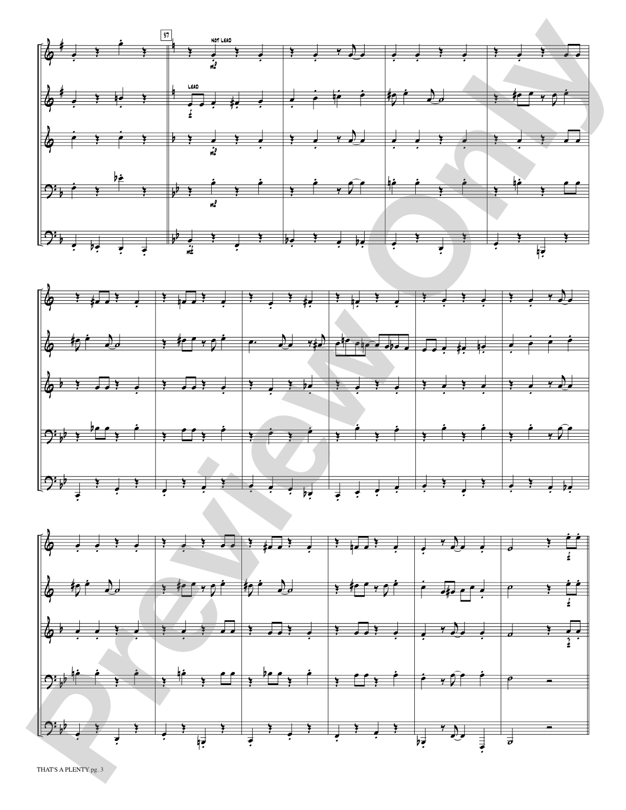 That's a Plenty: Brass Quintet Score & Parts