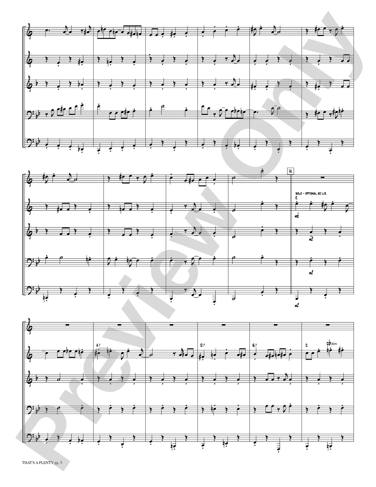 That's a Plenty: Brass Quintet Score & Parts