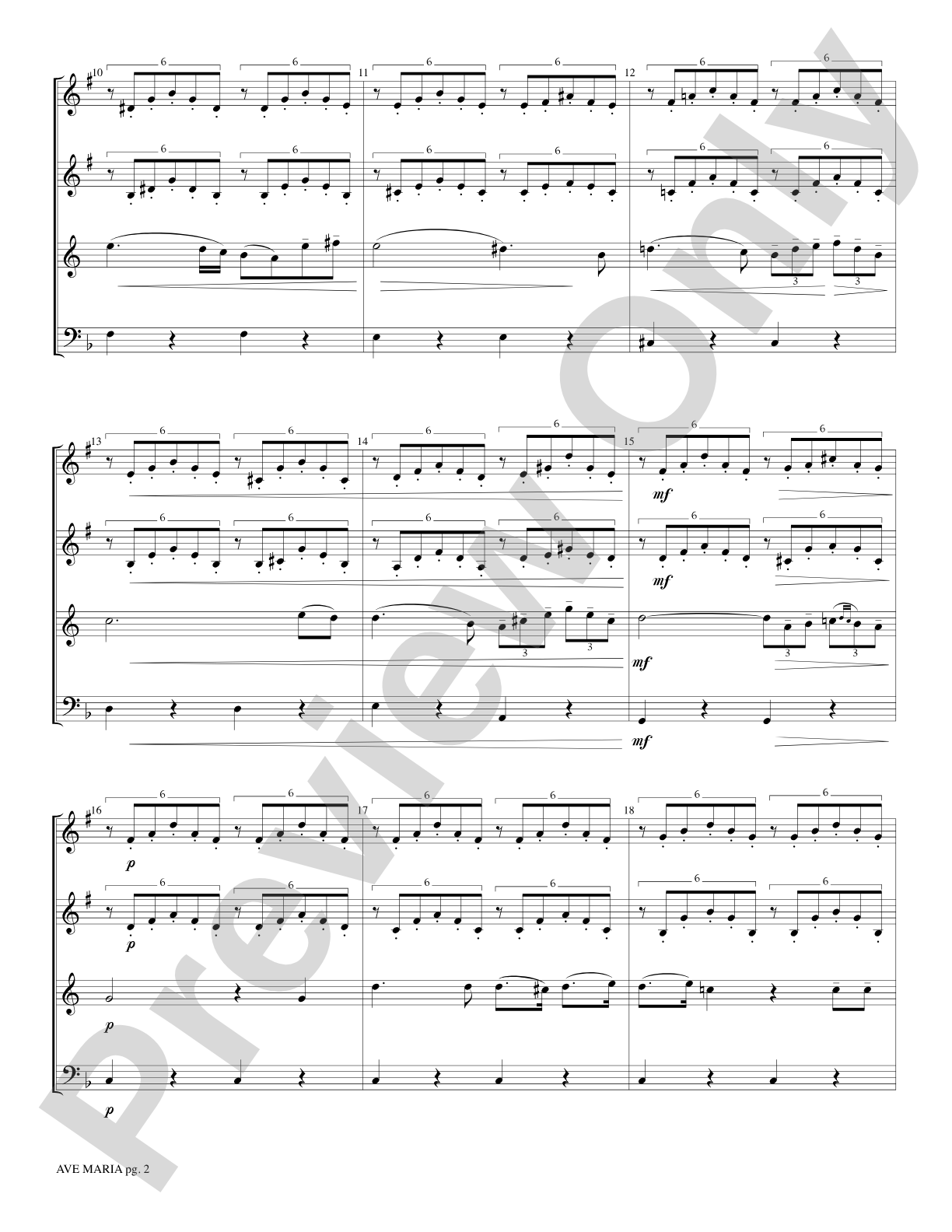 Ave Maria: Brass Quartet Score & Parts