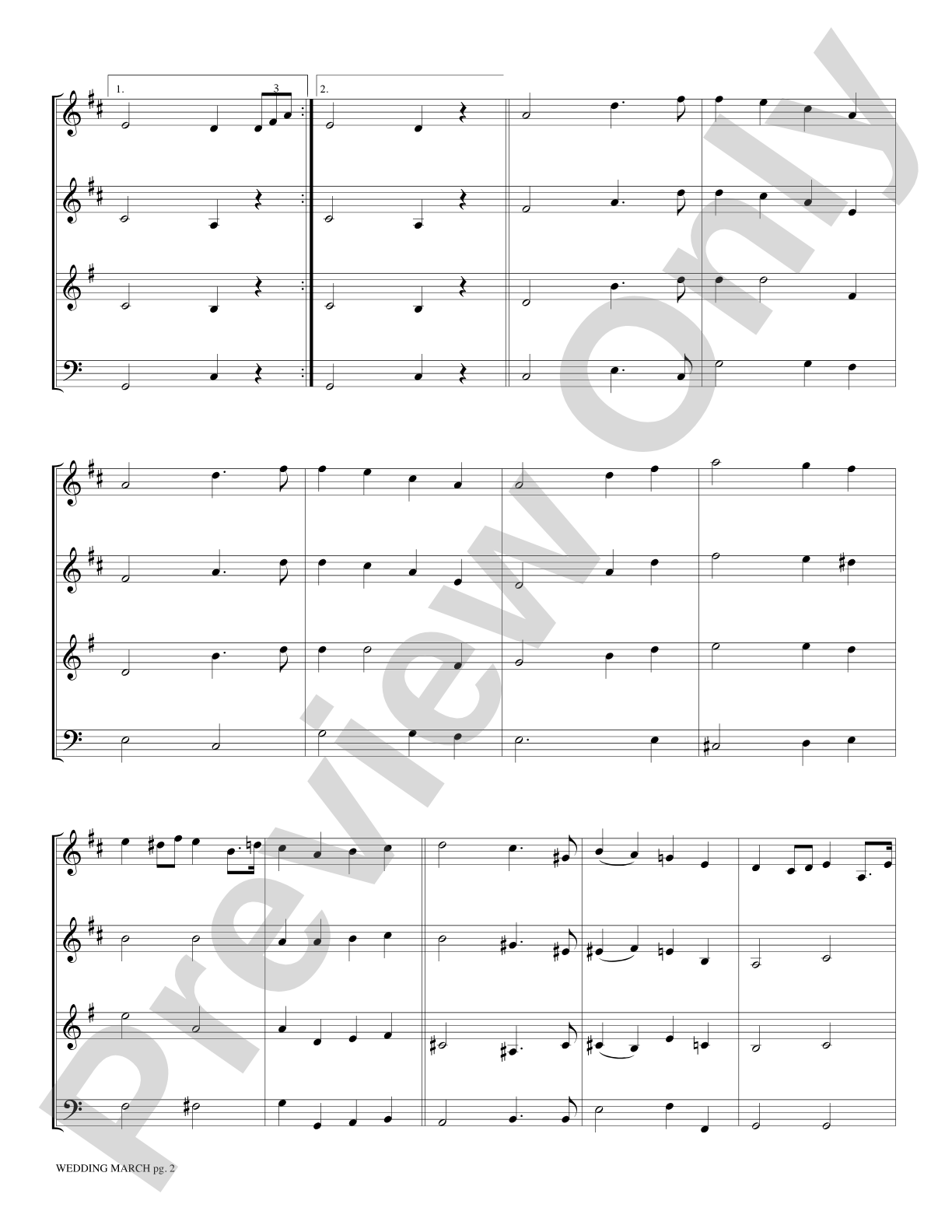 Wedding March: Brass Quartet Score & Parts