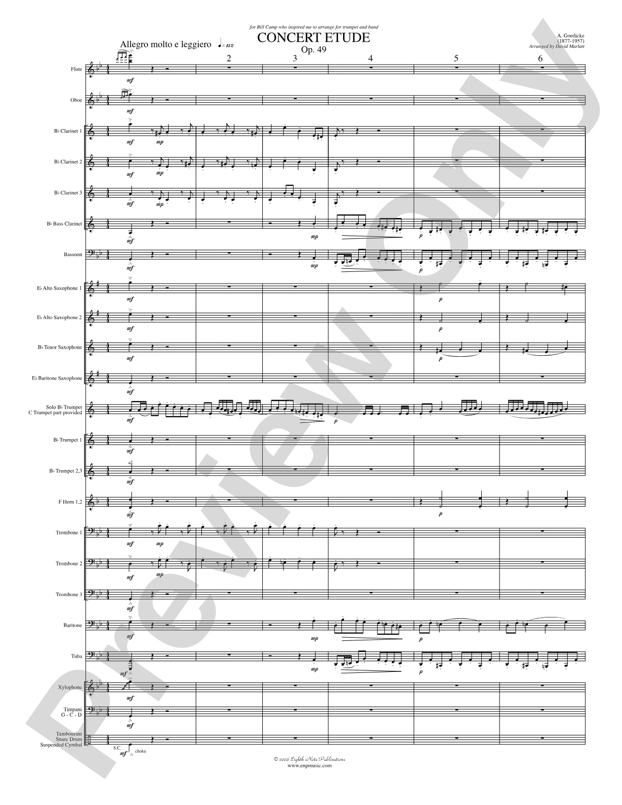 Concert Etude, Op. 49 (Solo Trumpet and Concert Band): Concert Band Conductor Score & Parts