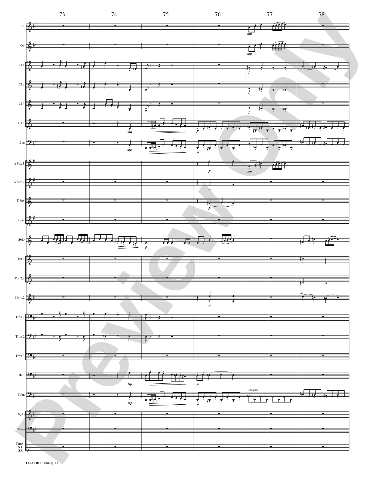 Concert Etude, Op. 49 (Solo Trumpet and Concert Band): Concert Band Conductor Score & Parts