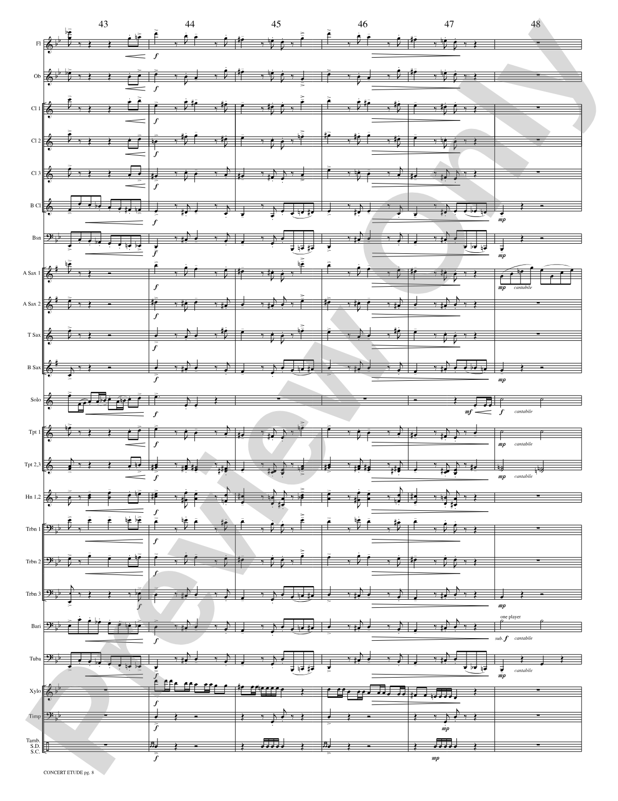 Concert Etude, Op. 49 (Solo Trumpet and Concert Band): Concert Band Conductor Score & Parts
