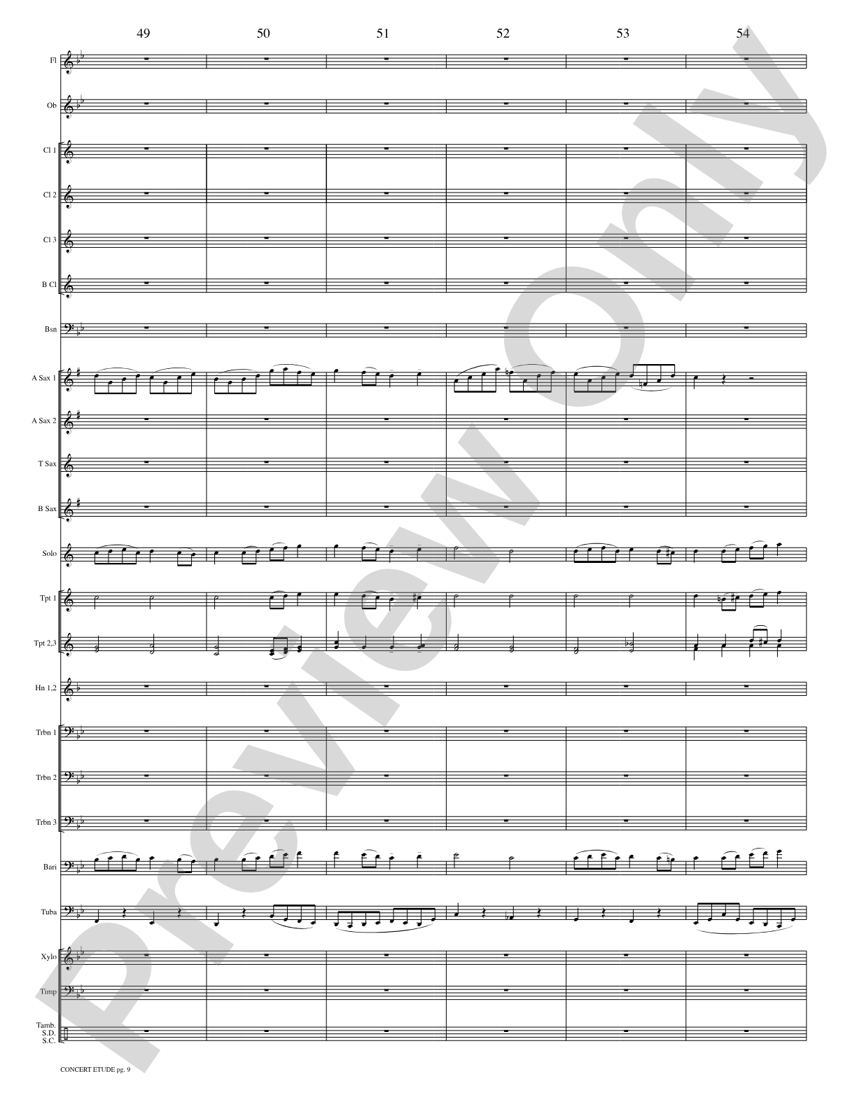 Concert Etude, Op. 49 (Solo Trumpet and Concert Band): Concert Band Conductor Score & Parts