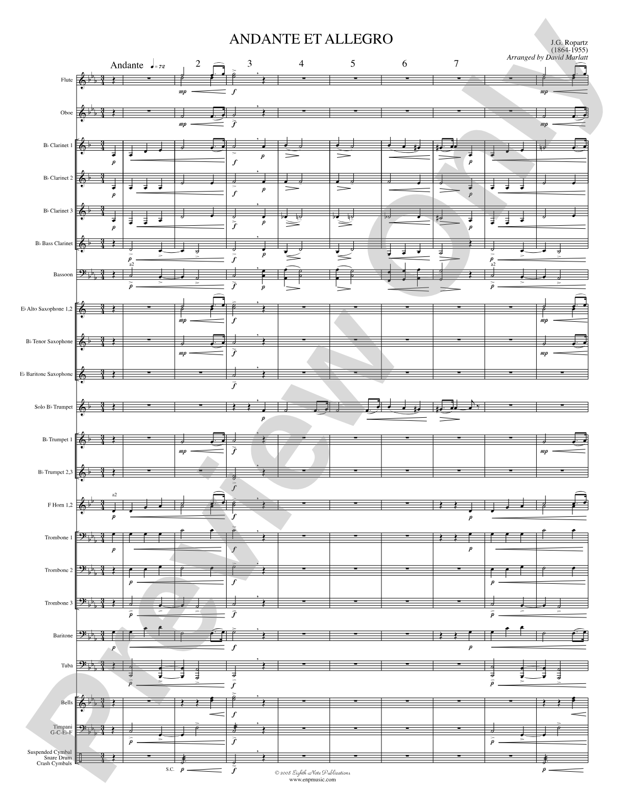 Andante et Allegro (Solo Trumpet and Concert Band): Concert Band Conductor Score & Parts