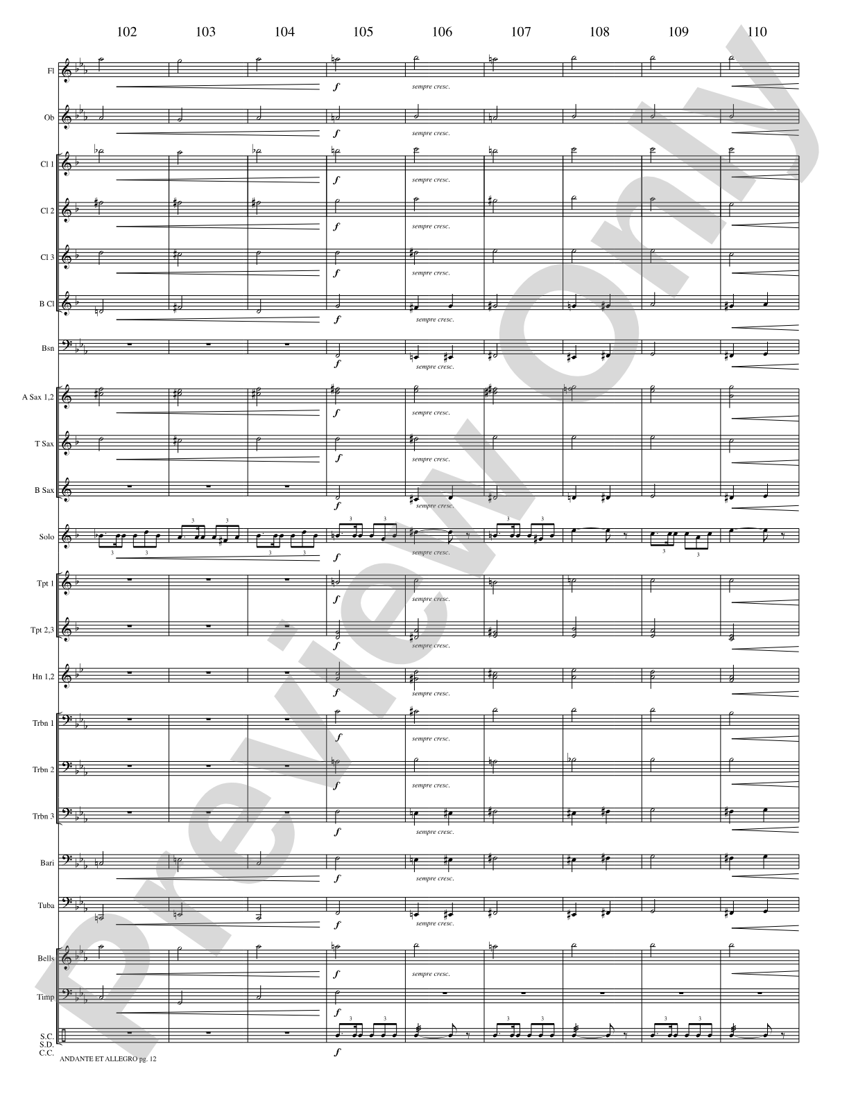 Andante et Allegro (Solo Trumpet and Concert Band): Concert Band Conductor Score & Parts