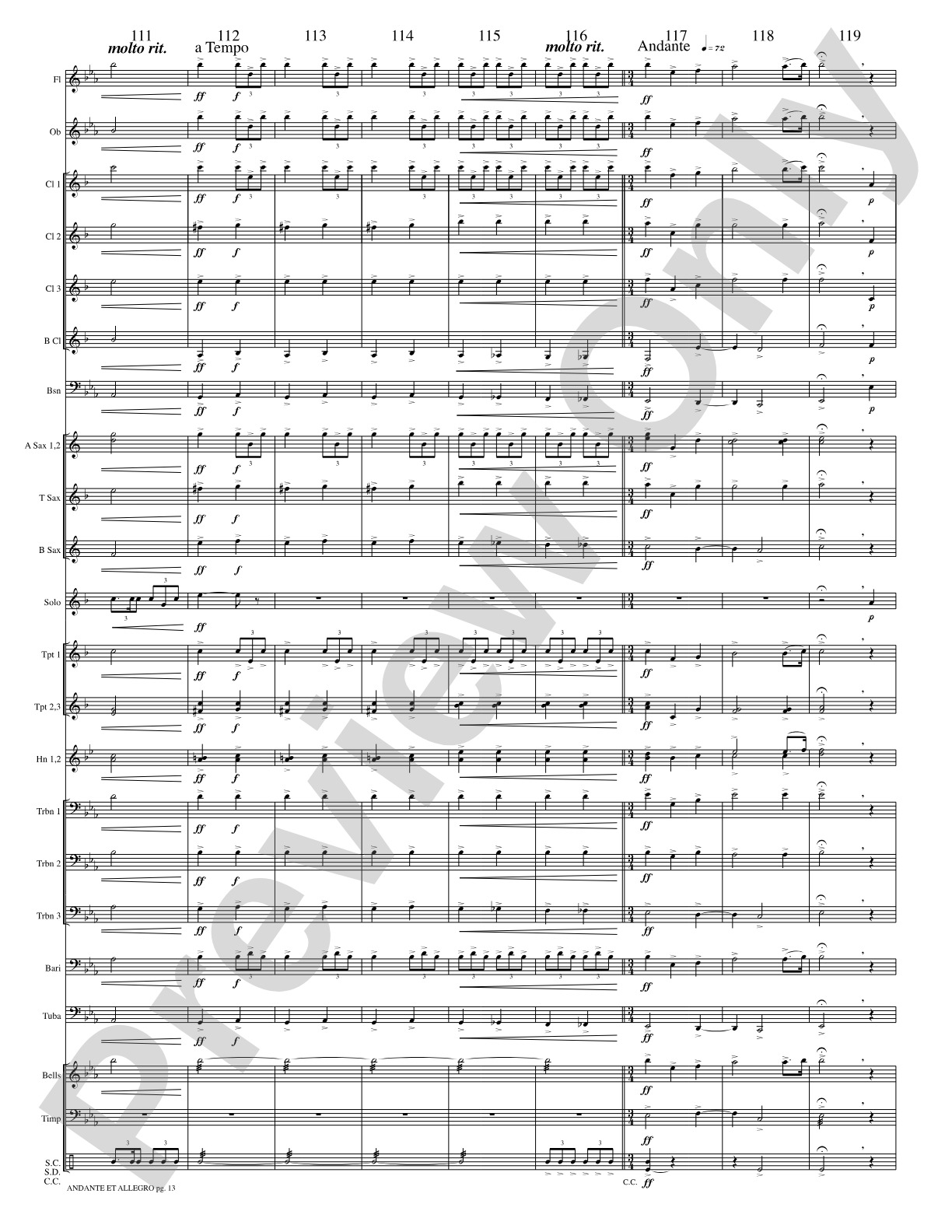 Andante et Allegro (Solo Trumpet and Concert Band): Concert Band Conductor Score & Parts