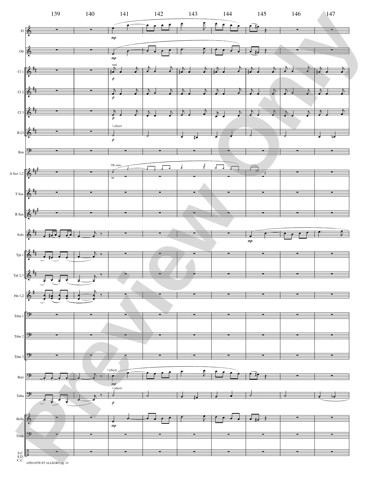 Andante et Allegro (Solo Trumpet and Concert Band): Concert Band Conductor Score & Parts