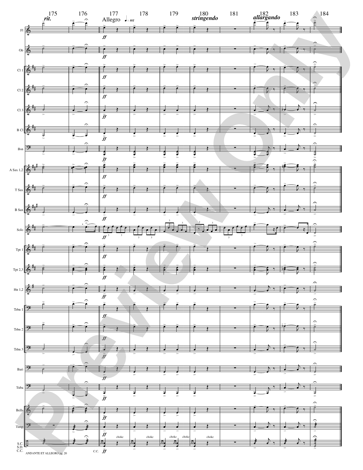 Andante et Allegro (Solo Trumpet and Concert Band): Concert Band Conductor Score & Parts