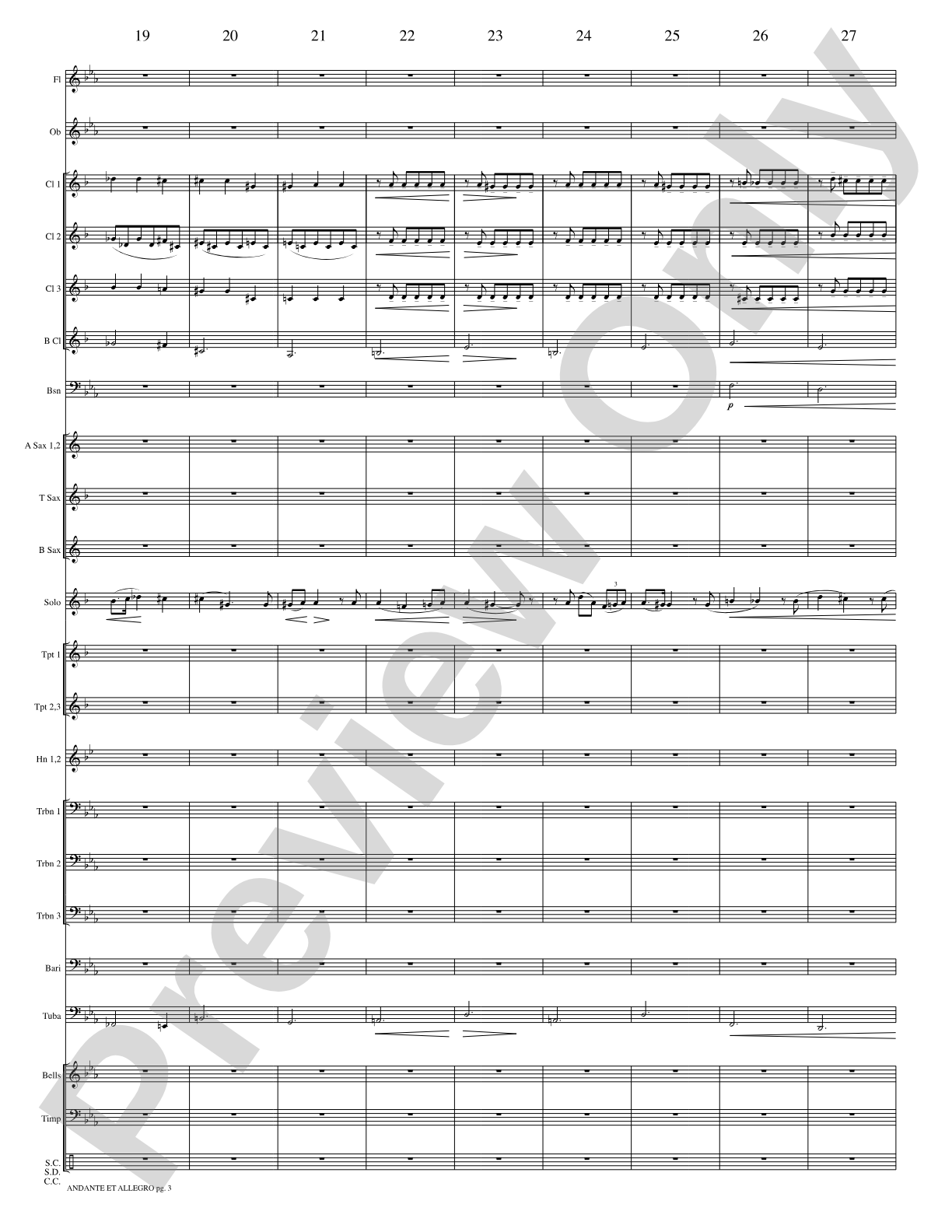 Andante et Allegro (Solo Trumpet and Concert Band): Concert Band Conductor Score & Parts