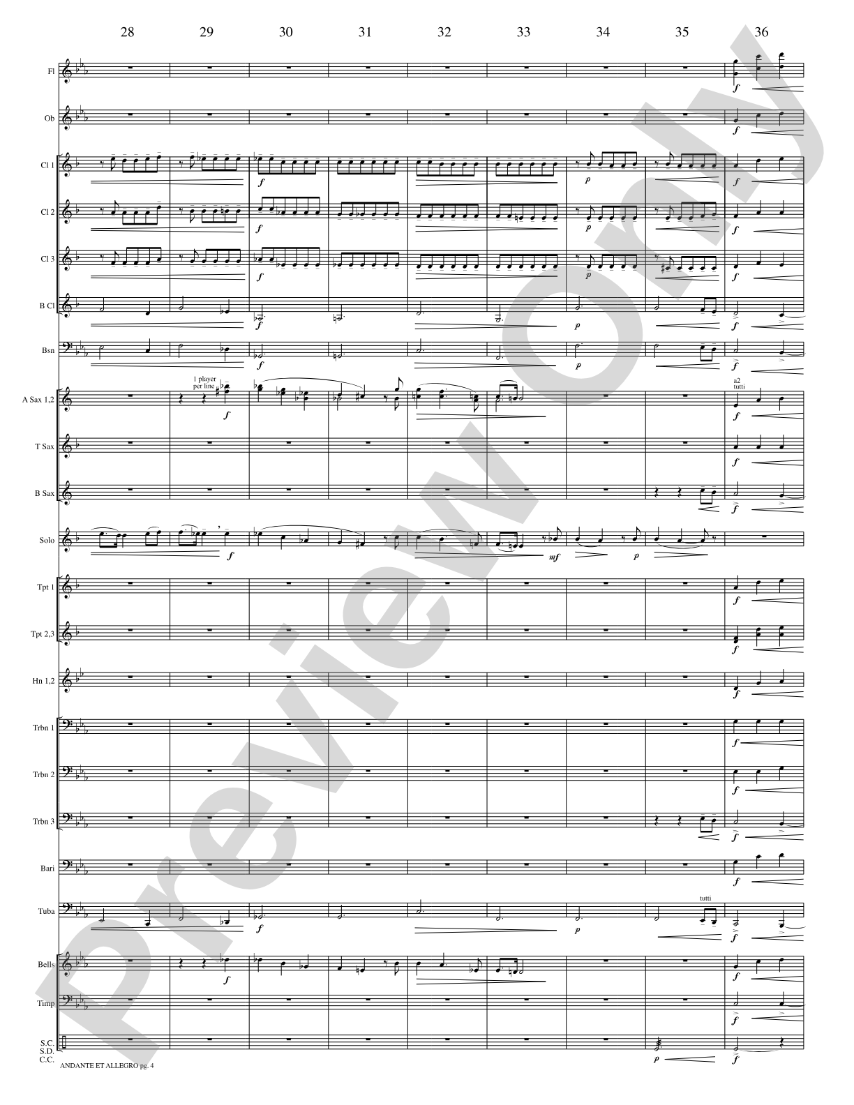 Andante et Allegro (Solo Trumpet and Concert Band): Concert Band Conductor Score & Parts