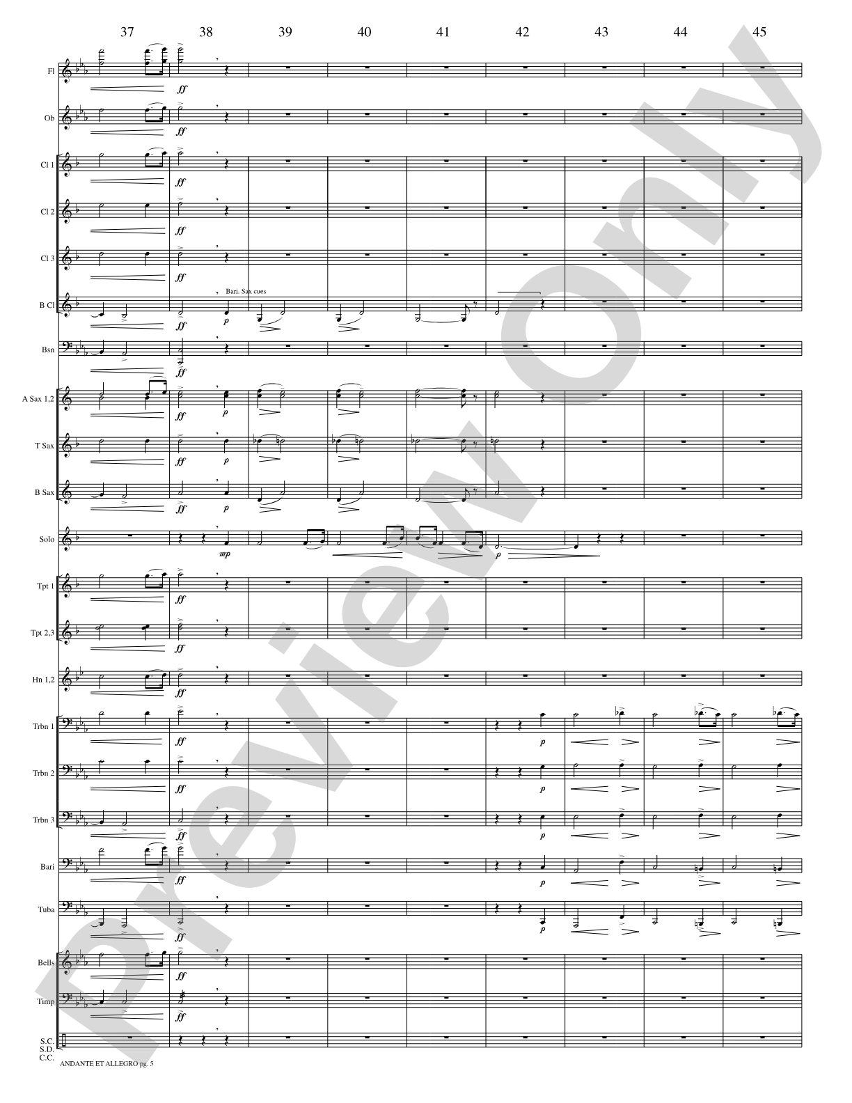 Andante et Allegro (Solo Trumpet and Concert Band): Concert Band Conductor Score & Parts