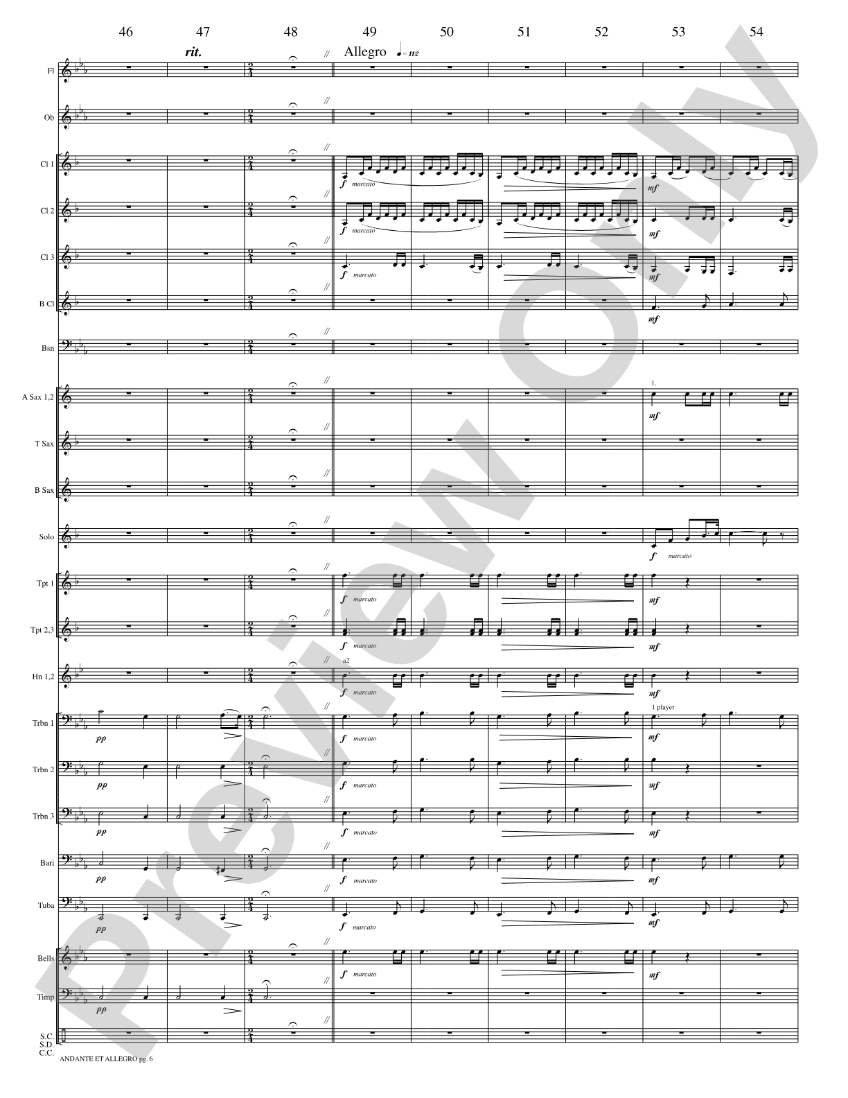 Andante et Allegro (Solo Trumpet and Concert Band): Concert Band Conductor Score & Parts