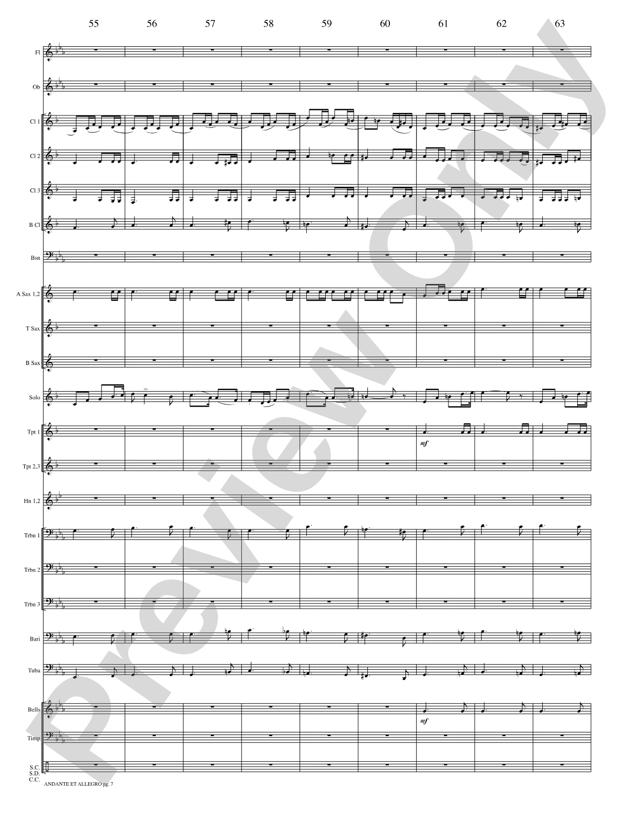 Andante et Allegro (Solo Trumpet and Concert Band): Concert Band Conductor Score & Parts