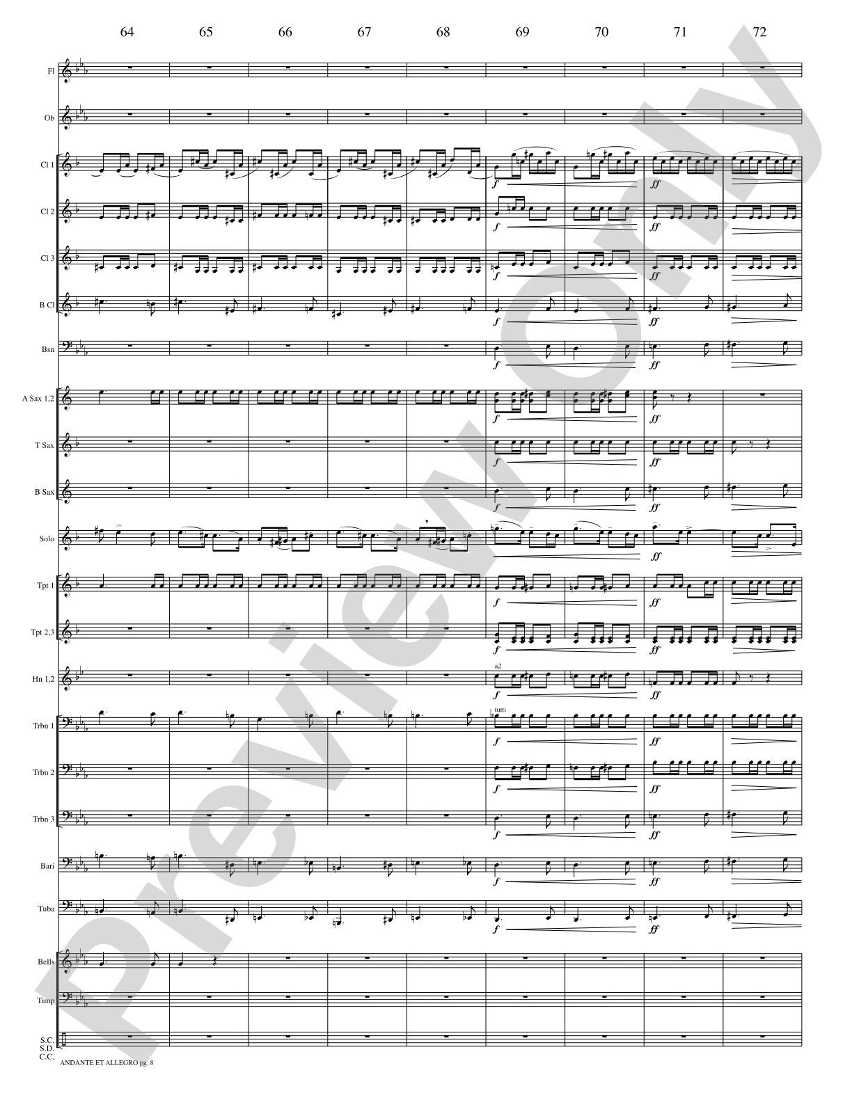 Andante et Allegro (Solo Trumpet and Concert Band): Concert Band Conductor Score & Parts