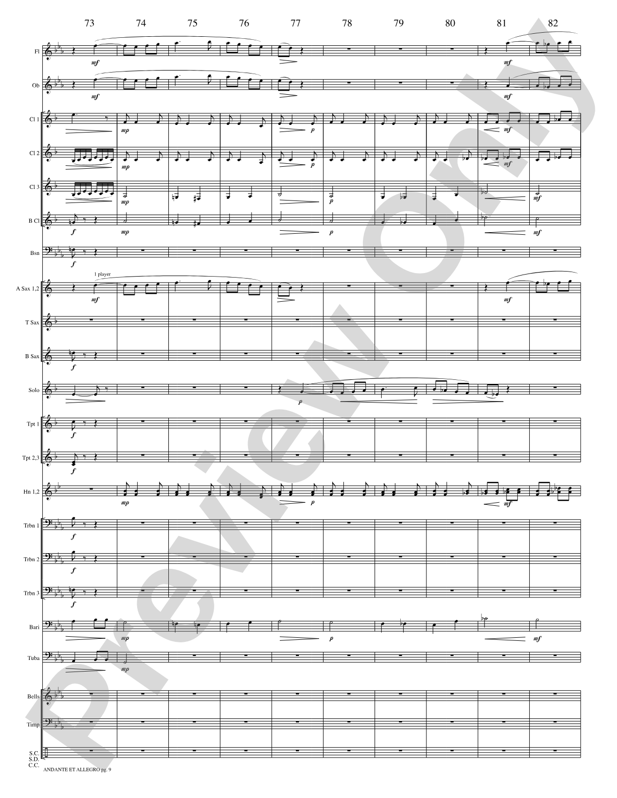 Andante et Allegro (Solo Trumpet and Concert Band): Concert Band Conductor Score & Parts
