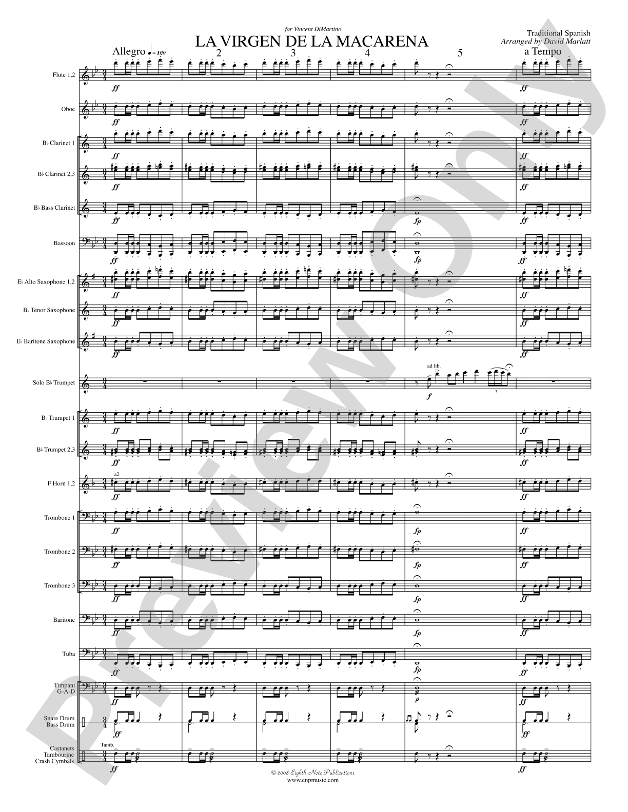 La Virgen de la Macarena (Solo Trumpet and Concert Band): Concert Band Conductor Score & Parts
