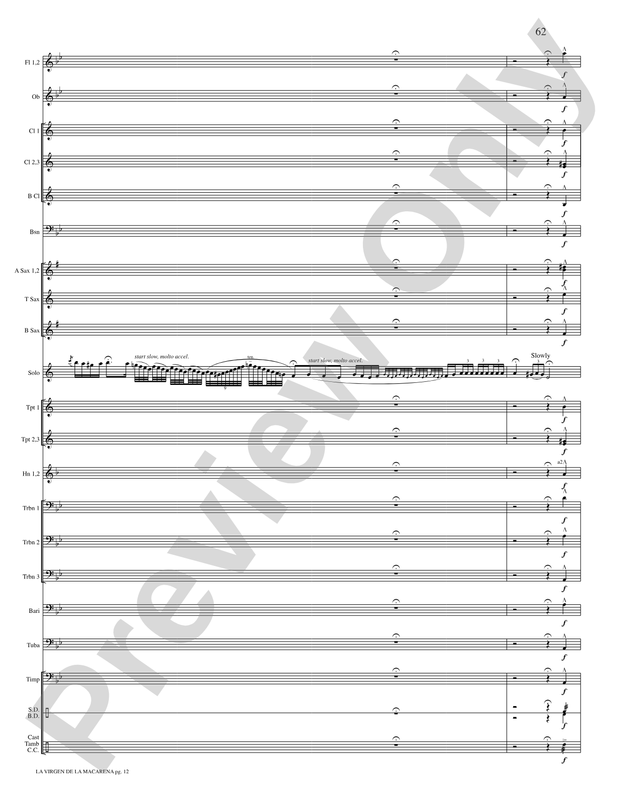 La Virgen de la Macarena (Solo Trumpet and Concert Band): Concert Band Conductor Score & Parts